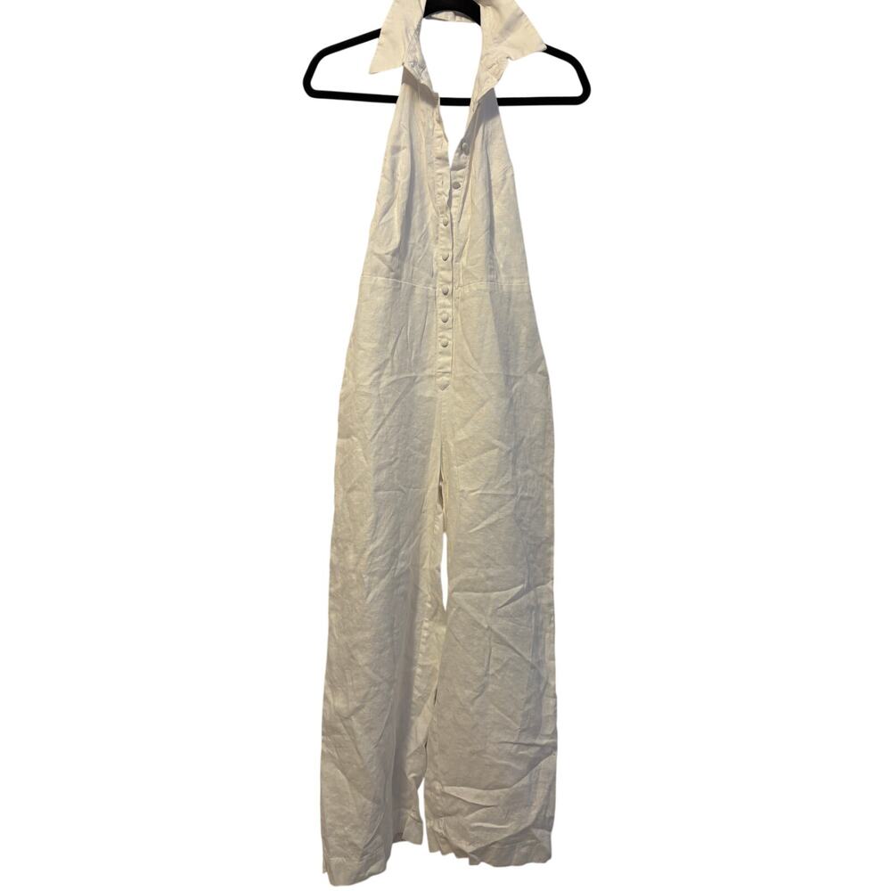 Reformation Linen Halterneck Jumpsuit White Sz 0
